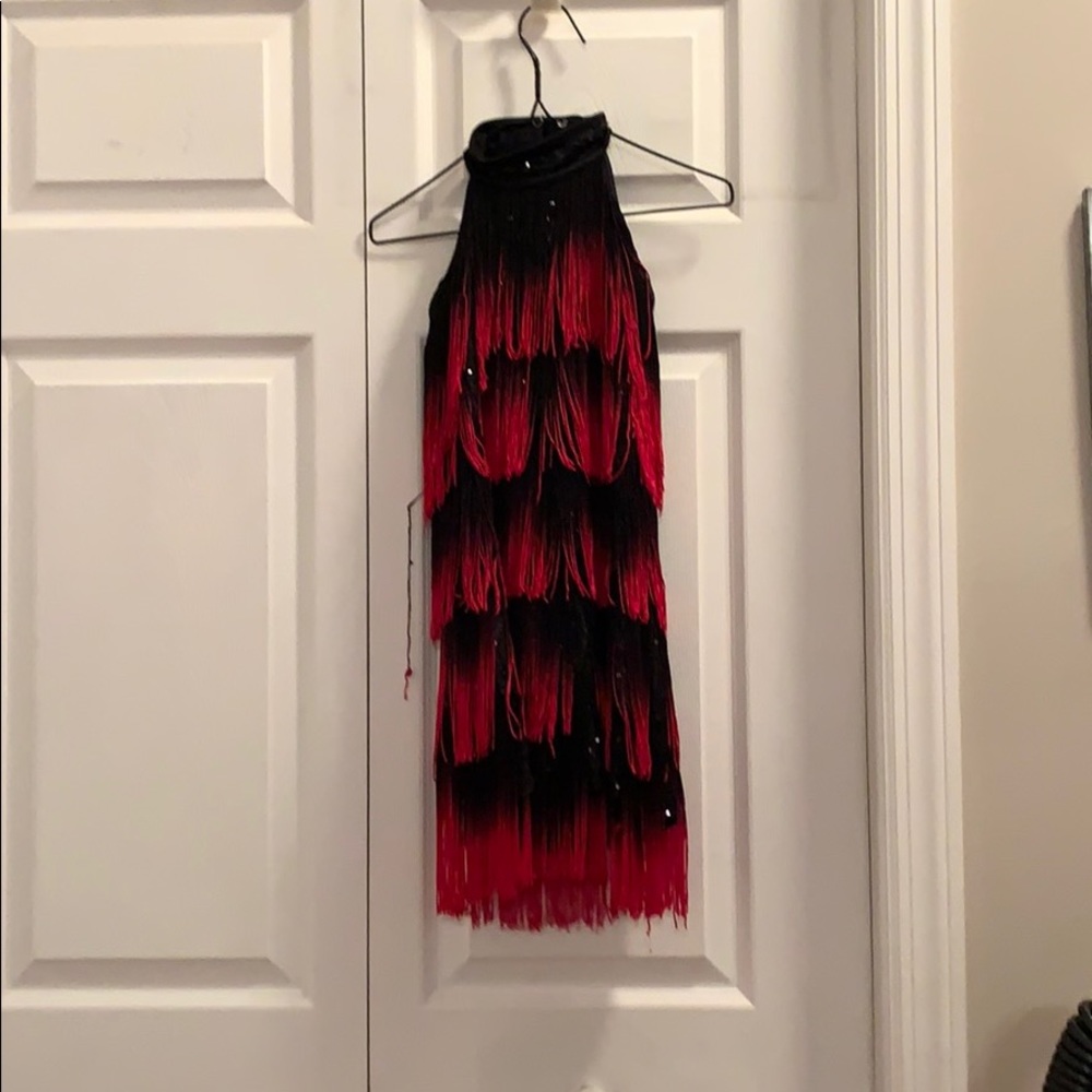 Red & black fringe costume medium child